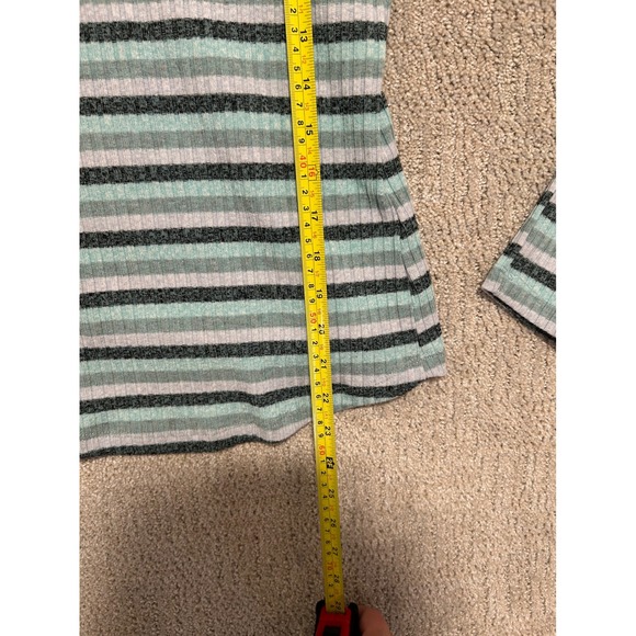 Maeve Anthropologie Striped Turtleneck Puff Sleeve Ribbed Knit Top Large - Picture 6 of 6